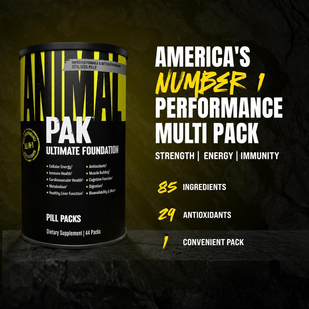 Animal Pak - Convenient Multivitamin for Men & Women Daily All-in-One Vitamin & Supplement Pack - Zinc, Vitamins C, B, D, Amino Acids, and Immune Support - Sports Nutrition Performance - 30 Packs - görsel 2