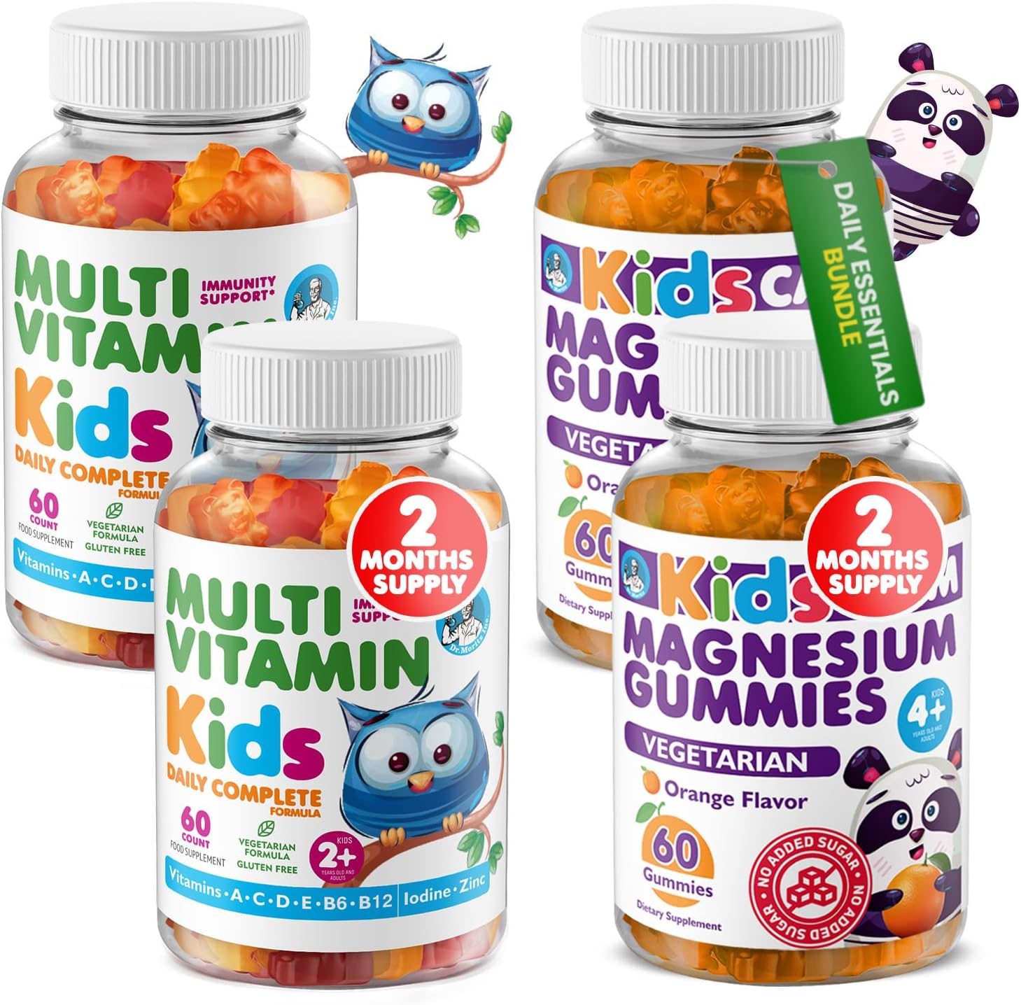DR. MORITZ Kids Magnesium Gummies (Orange, 120 Count) & Kids Multivitamin Gummies (120 Count) Bundle - görsel 1