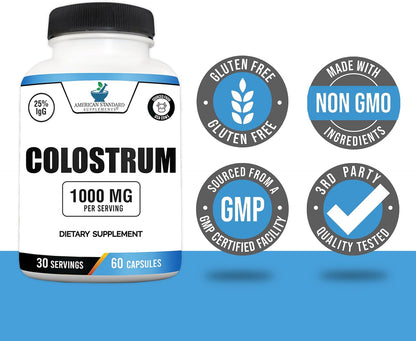 American Standard Supplements Colostrum Capsules, 1000 mg, 60 Capsules