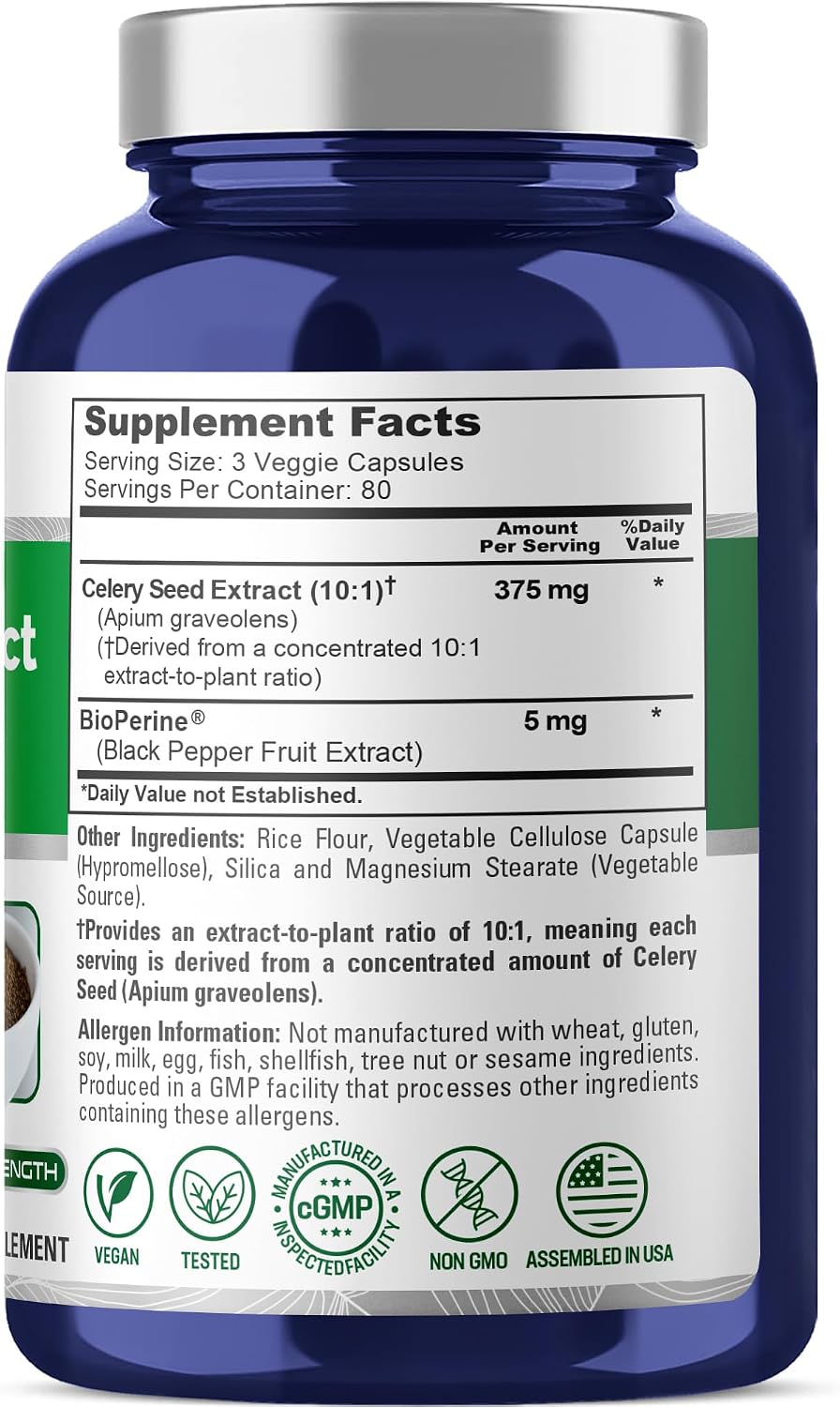 NusaPure Celery Seed Capsules, 375 mg, 240 Veg Capsules (Non-GMO, Vegan) - görsel 2