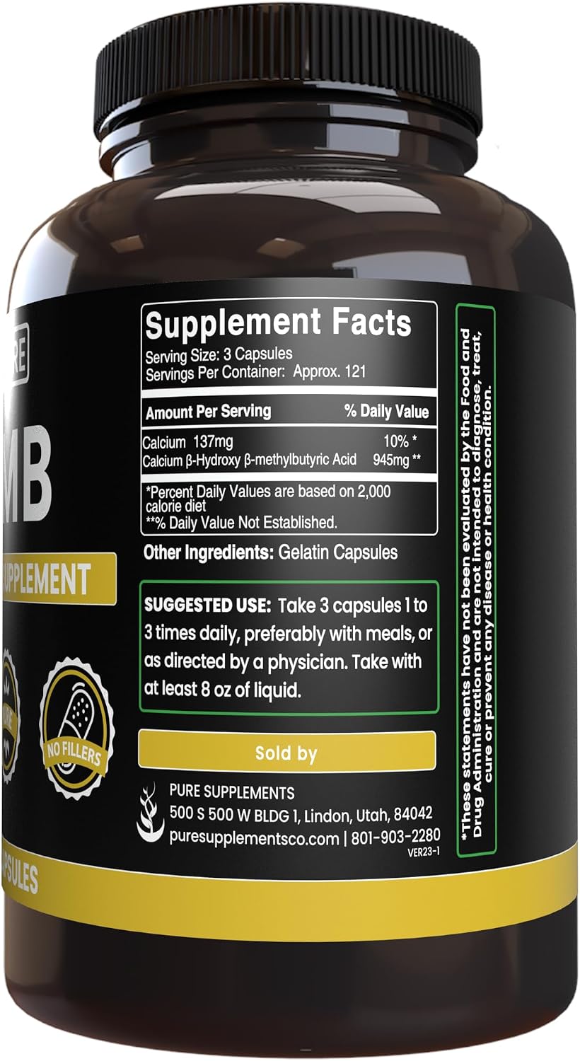 Pure Original Ingredients HMB (365 Capsules) - No Fillers, Lab Verified - görsel 3