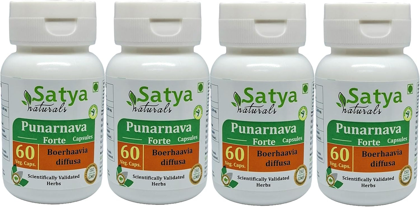 Satya Naturals Punarnava Forte Capsules 500 mg - 60 Vegetarian Capsules (Pack of 4) - görsel 1