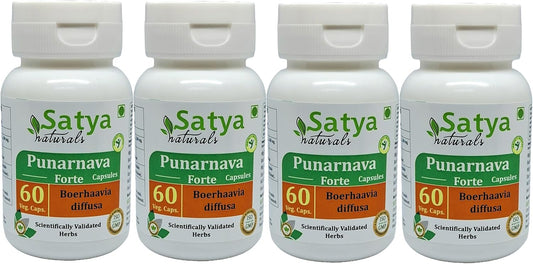 Satya Naturals Punarnava Forte Capsules 500 mg - 60 Vegetarian Capsules (Pack of 4)