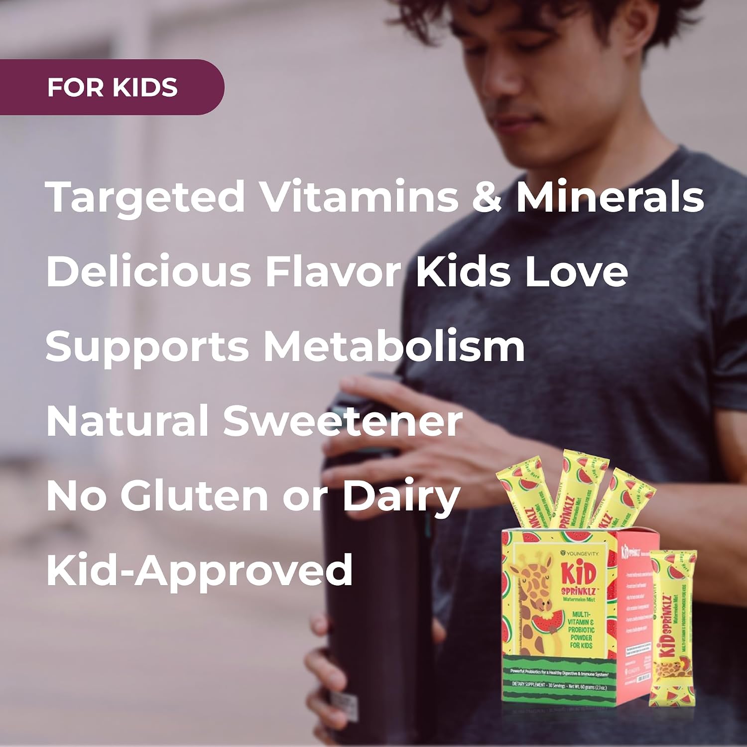 Youngevity Kidsprinklz Watermelon Mist Multivitamin Powder - Kids Multivitamin & Toddler Multivitamin with Probiotics - 30 Servings - görsel 4