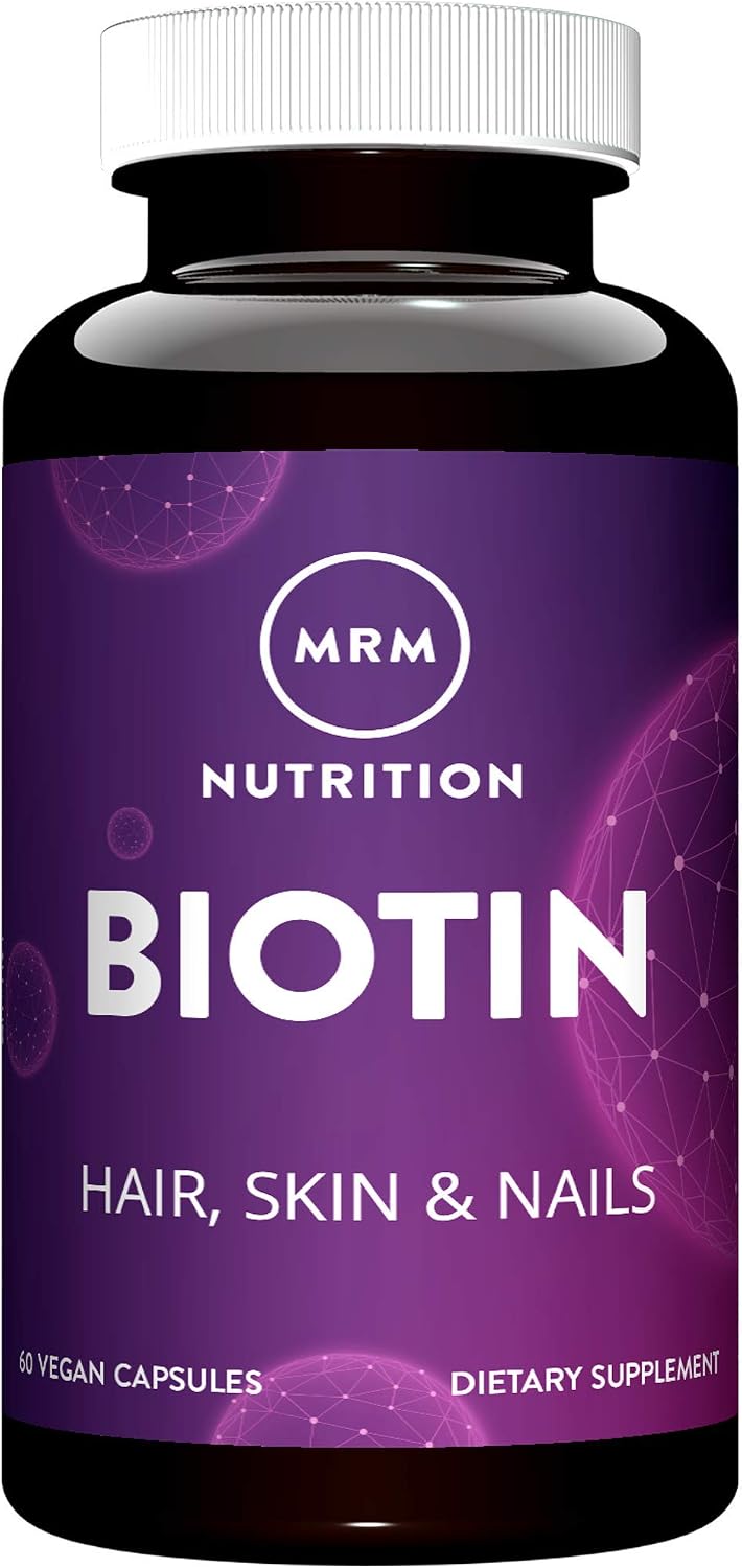 MRM Nutrition Biotin Capsules – 5000 mcg – 60 Servings | Vegan B7 Supplement for Hair, Skin and Nail Support - görsel 1