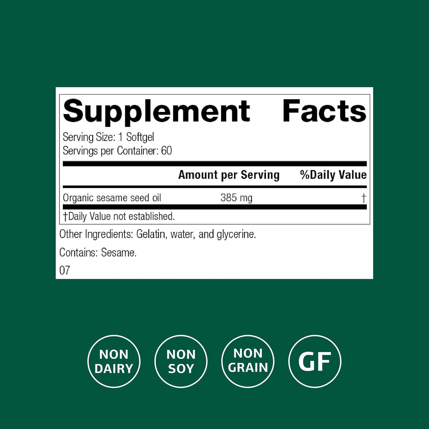 Standard Process Sesame Seed Oil – 60 Softgels - görsel 2