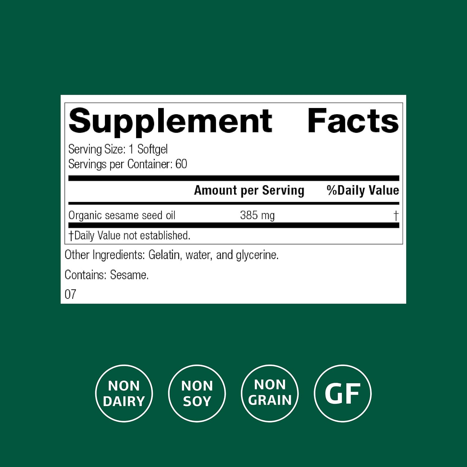 Standard Process Sesame Seed Oil – 60 Softgels - görsel 2