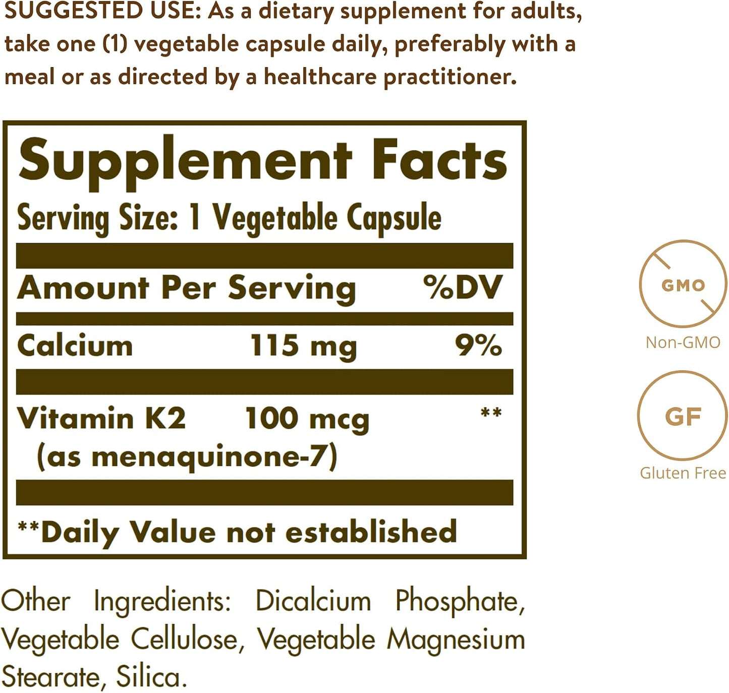 Solgar Naturally Sourced Vitamin K2 (MK-7) 100 mcg - 50 Vegetable Capsules - görsel 2