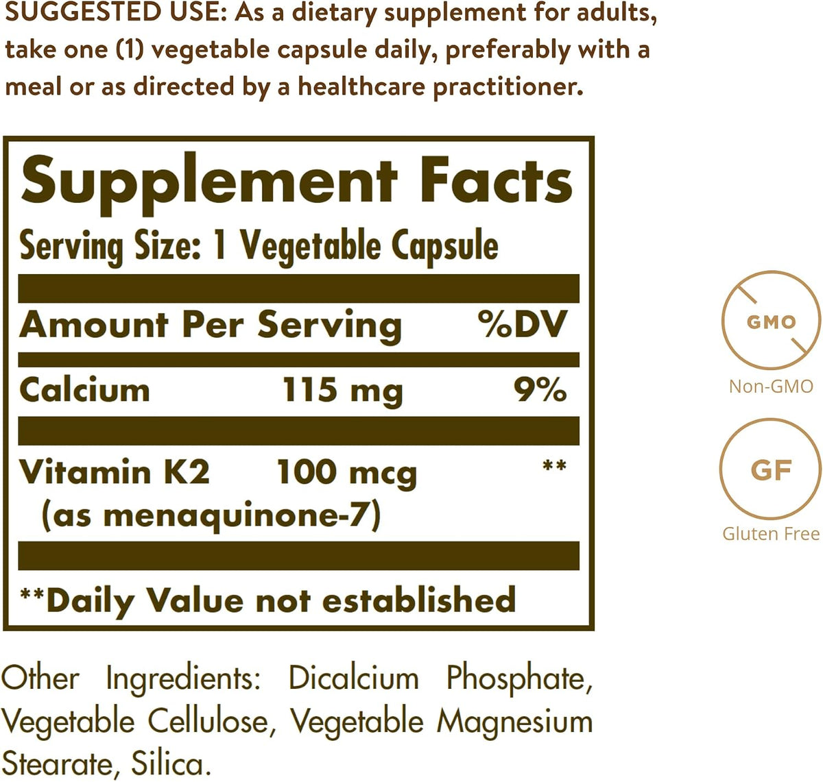 Solgar Naturally Sourced Vitamin K2 (MK-7) 100 mcg - 50 Vegetable Capsules - görsel 2
