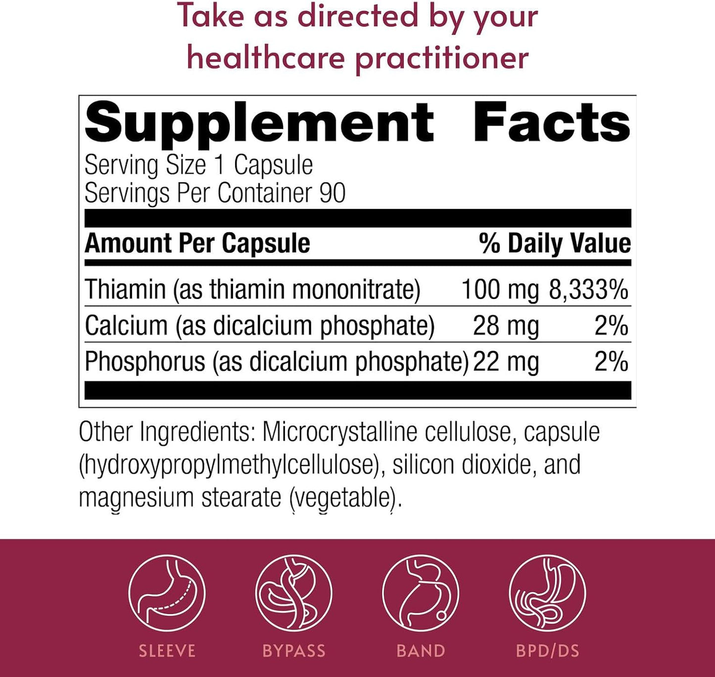 Bariatric Advantage Vitamin B1 (Thiamine) 100 mg - 90 Capsules - görsel 4