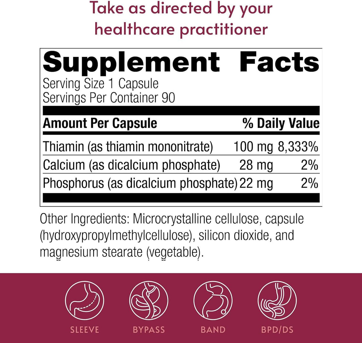 Bariatric Advantage Vitamin B1 (Thiamine) 100 mg - 90 Capsules - görsel 4