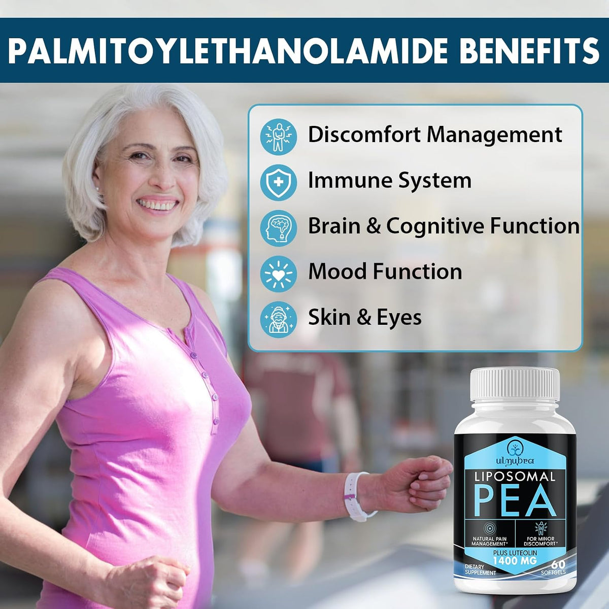 Ulmubra Liposomal Palmitoylethanolamide 1300 mg Plus Luteolin 100 mg - 60 Softgels - görsel 5