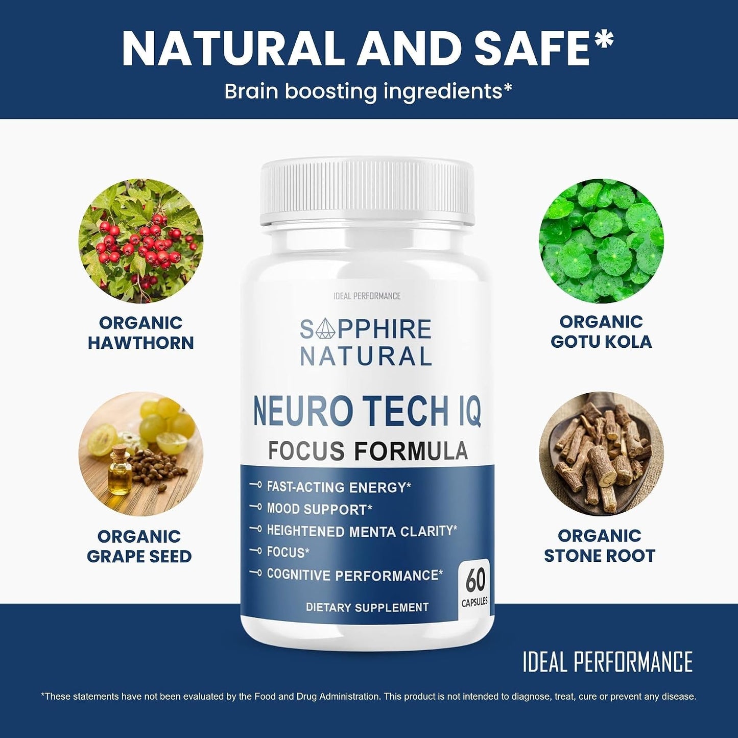 (5 Pack) Neuro Tech IQ Brain Supplement Neurotech Iq Focus Formula Pills (300 Capsules) - görsel 5