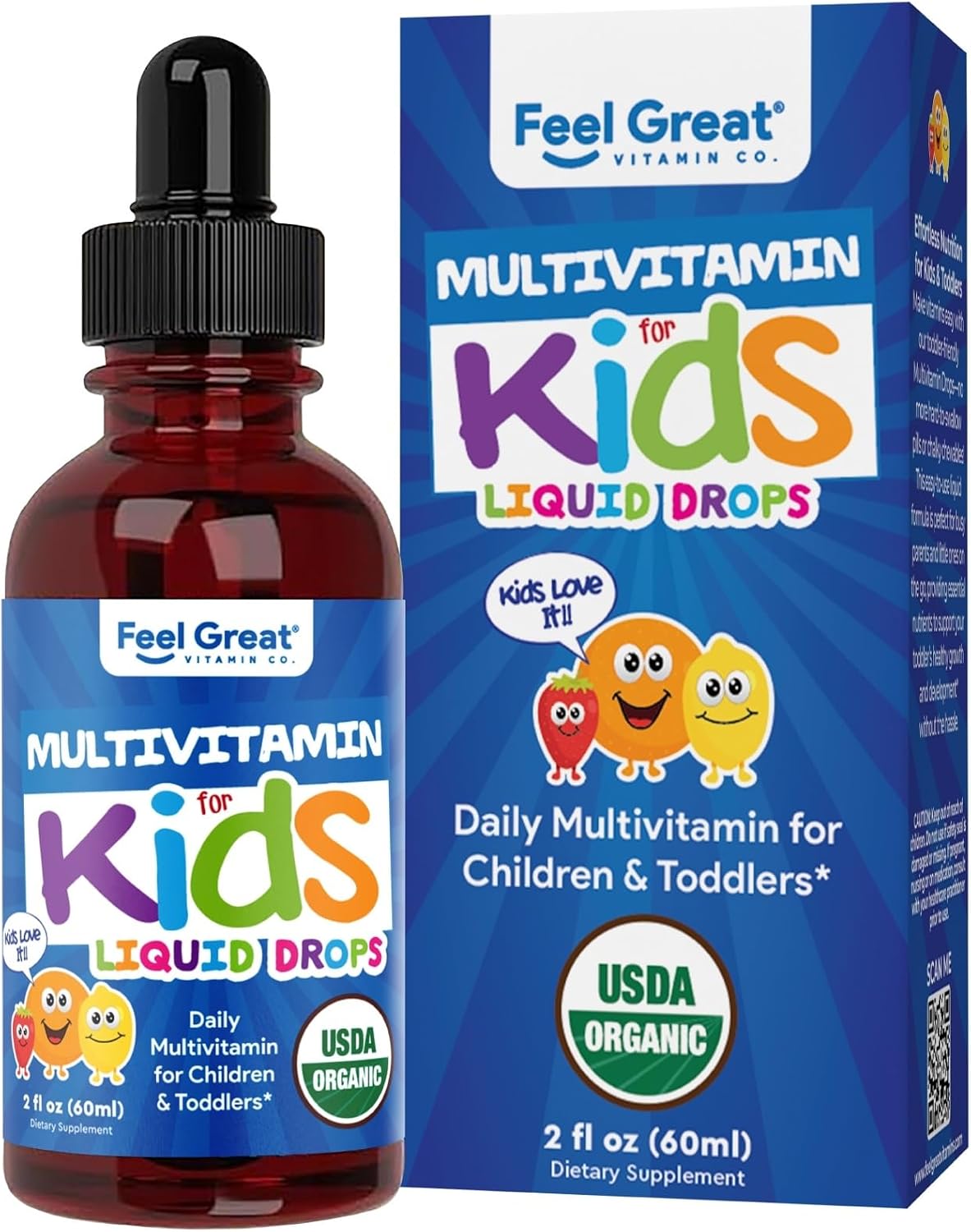 Feel Great Vitamins Organic Multivitamin Liquid for Children, 60 ml - görsel 1