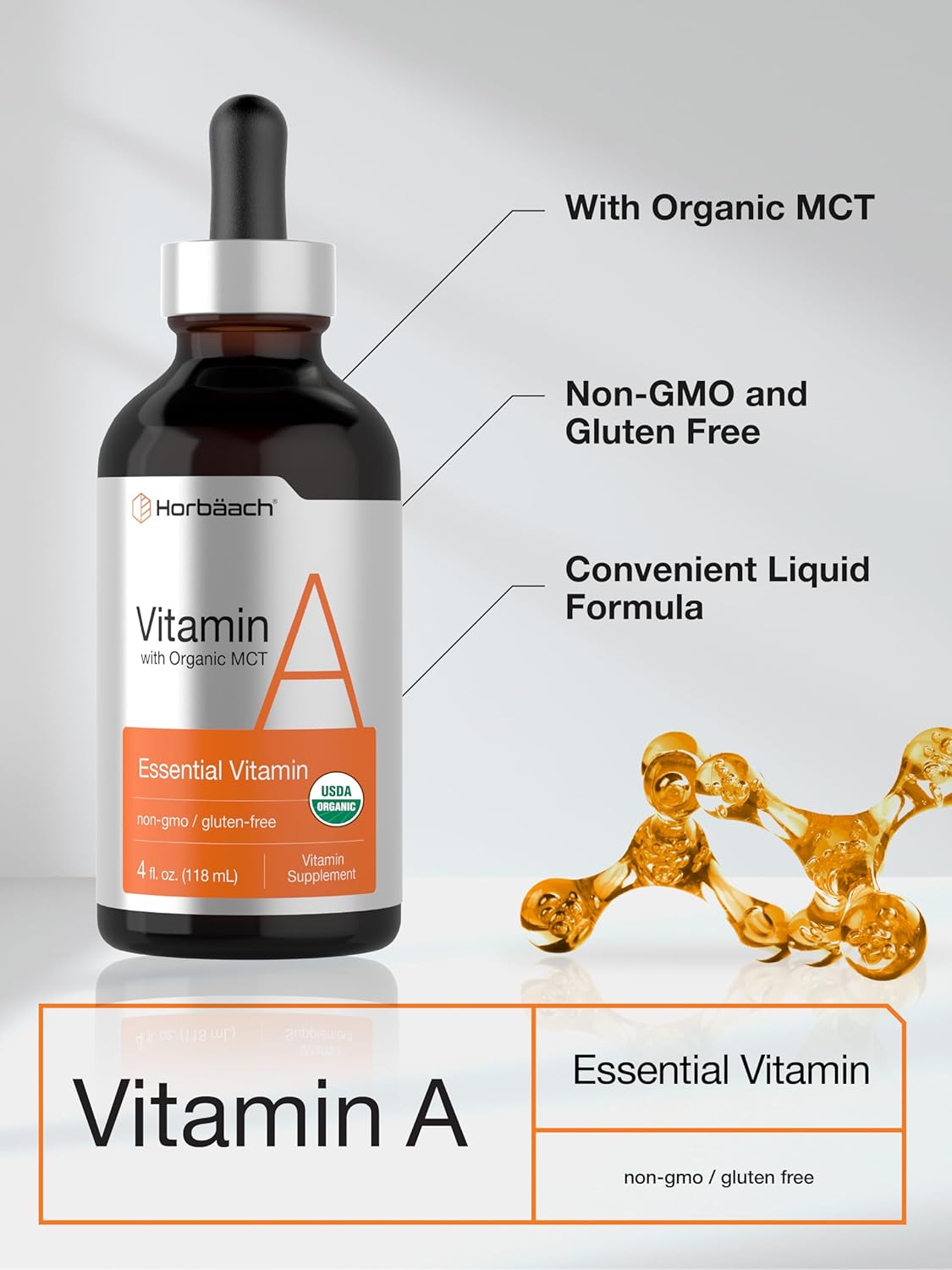 Horbäach Vitamin A Liquid Drops with Organic MCT Oil, 118 ml - görsel 4