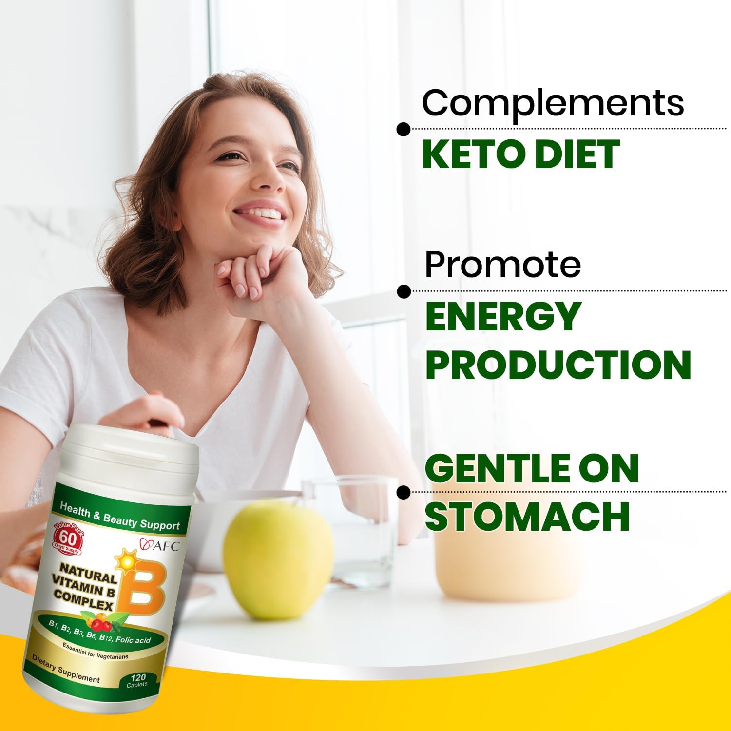 AFC Japan Natural Vitamin B Complex - 120 Vegan Tablets - görsel 5