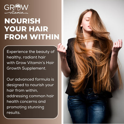Grow Vitamin All in One Hair Formula for Men & Women – Advanced Hair Supplement with Biotin, Saw Palmetto, DHT Blocker & Trace Minerals – 90 Capsules
