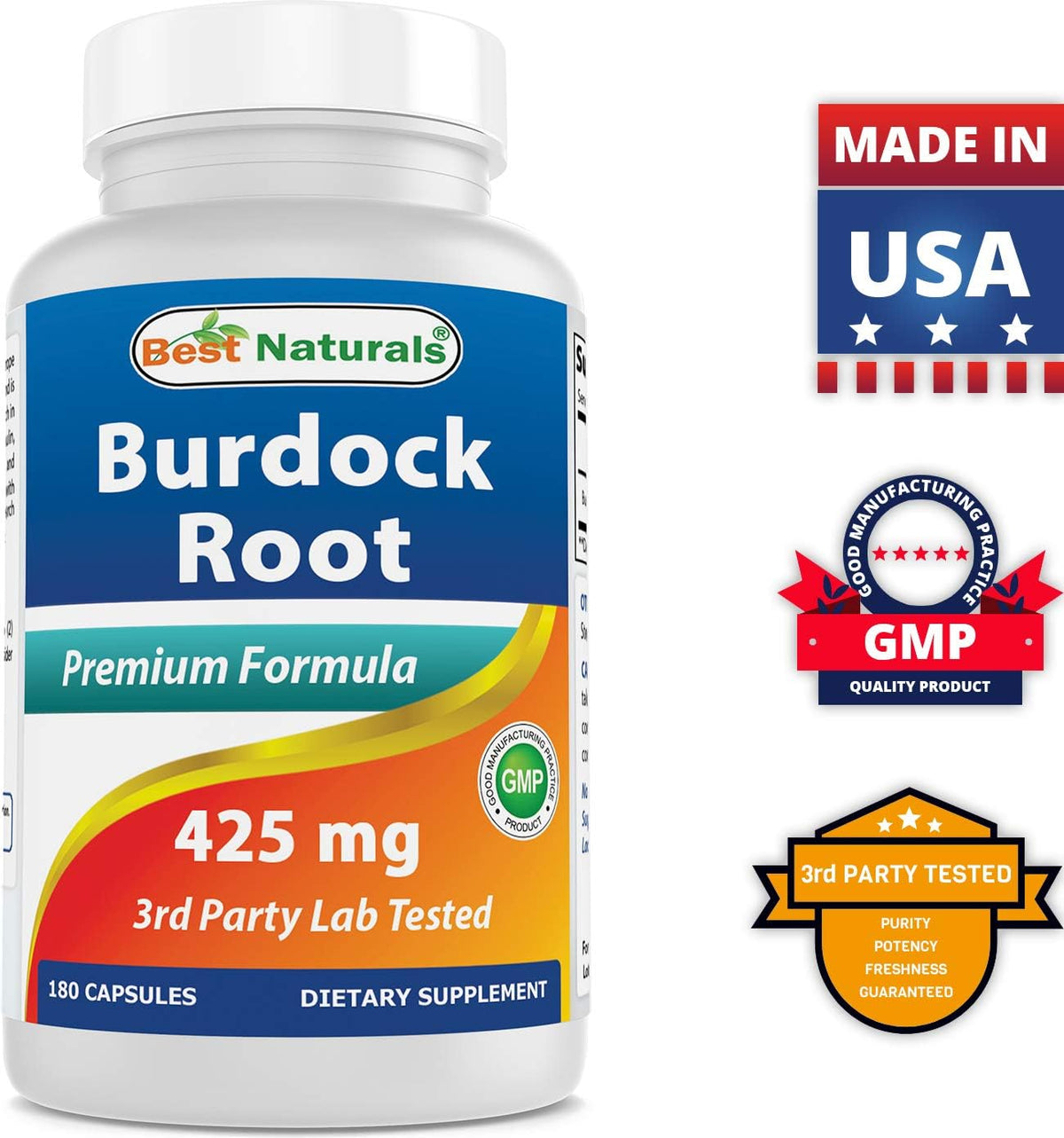 Best Naturals Burdock Root 425 mg, 180 Capsules (Pack of 3) - görsel 7