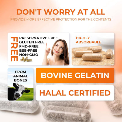 Angtai JN Gelatine Capsules Size 00 Empty Pill Capsules - 100 Count - Clear Bovine, Gluten-free, Non-GMO, Halal Certified - with 2 Filling Spoons