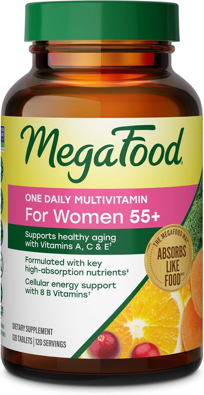 MegaFood Women 55+ Multivitamin - Vitamin D3, C, Zinc, B12 & Folate for Healthy Ageing
