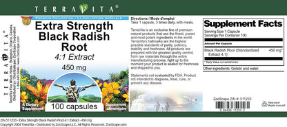 Extra Strength Black Radish Root 4:1 Extract - 450 mg (100 Capsules) - Pack of 3