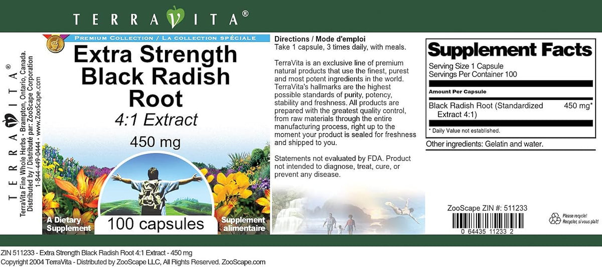 Extra Strength Black Radish Root 4:1 Extract – 450 mg (100 Capsules) - görsel 4