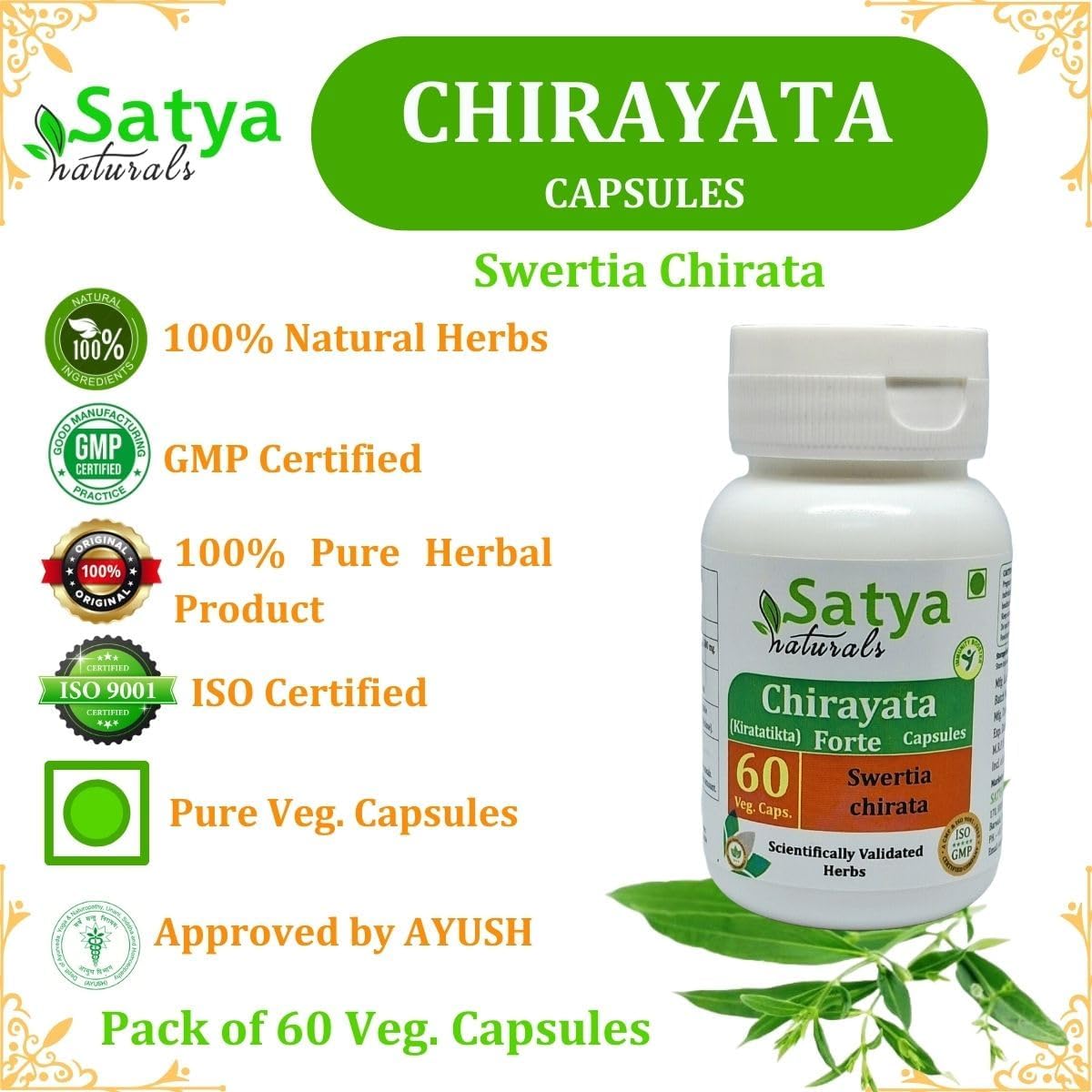 Chirayata Forte Capsule, 500 mg, 60 Capsules - Swertia Chirata Extract - görsel 5