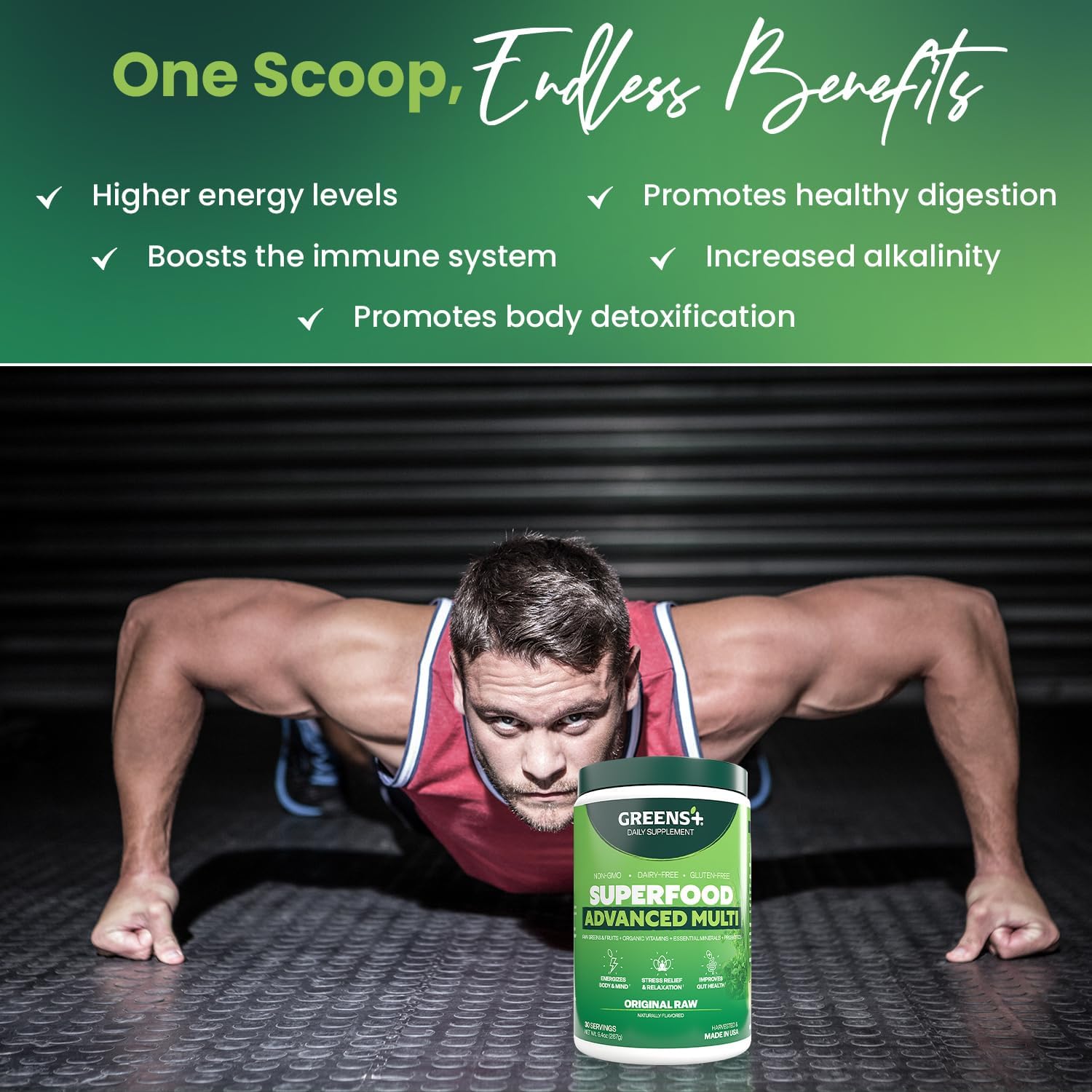 Greens+ Advanced Multi Raw Superfood Powder – Vegan Superfood Greens Supplement - görsel 3