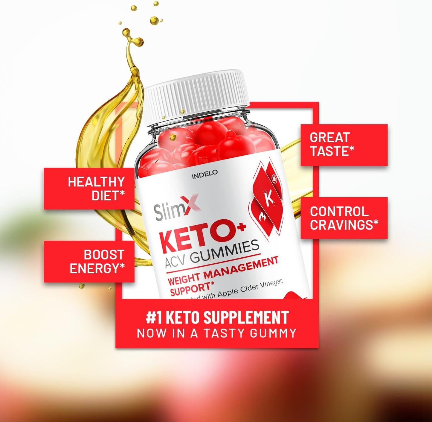 SlimX Keto ACV Gummies – Advanced Formula with Apple Cider Vinegar, B12, Beet Juice & Pomegranate, 60 Gummies - görsel 3