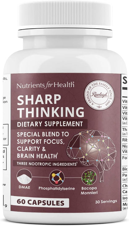 Rawleigh Sharp Thinking Brain Supplement - Focus, Memory & Clarity, 60 Capsules