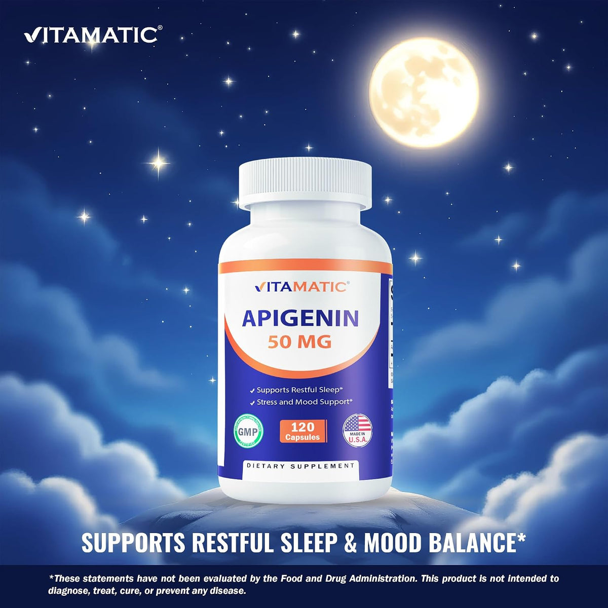 Vitamatic Apigenin 50mg – 120 Vegetarian Capsules, Plant-Based Flavonoid for Relaxation & Healthy Ageing - görsel 6