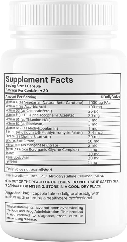 envitamin Methylated Multivitamin Multimineral Complex with L-Methylfolate, Methylated B12, 5-MTHF, Inositol, and Lycopene