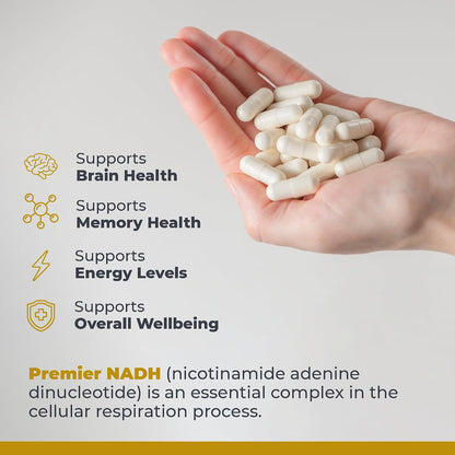 Premier Research Labs NADH - Nicotinamide Adenine Dinucleotide Food Supplement, 10 mg, 30 Vegetarian Capsules