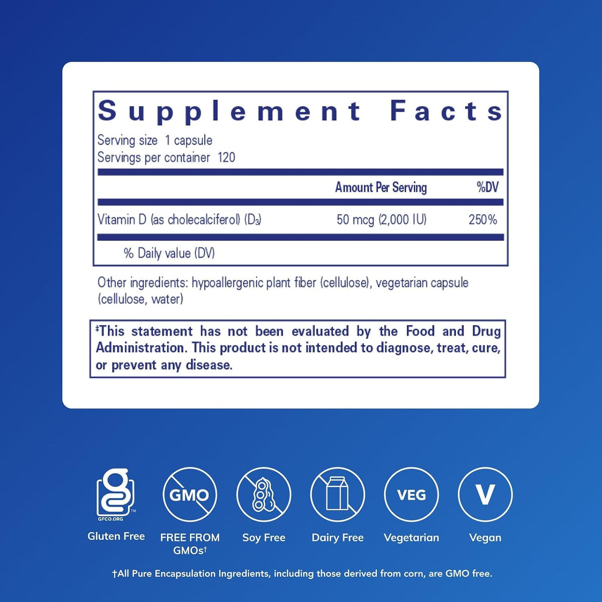 Pure Encapsulations Vitamin D3 Vegan – 120 Capsules - görsel 2