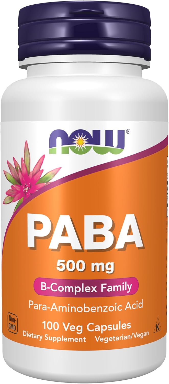NOW Supplements, PABA (Para-Aminobenzoic Acid) 500 mg, B-Complex Family, 100 Capsules - görsel 1
