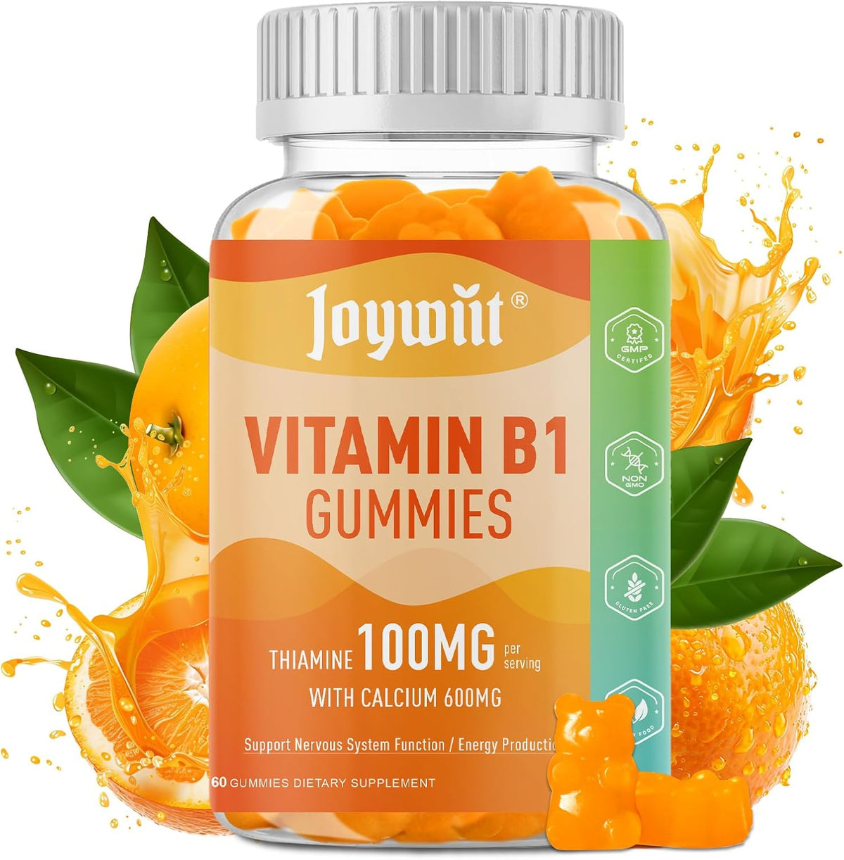 Joywiit Vitamin B1 Gummies 100mg with Calcium - Thiamine Supplement - görsel 1
