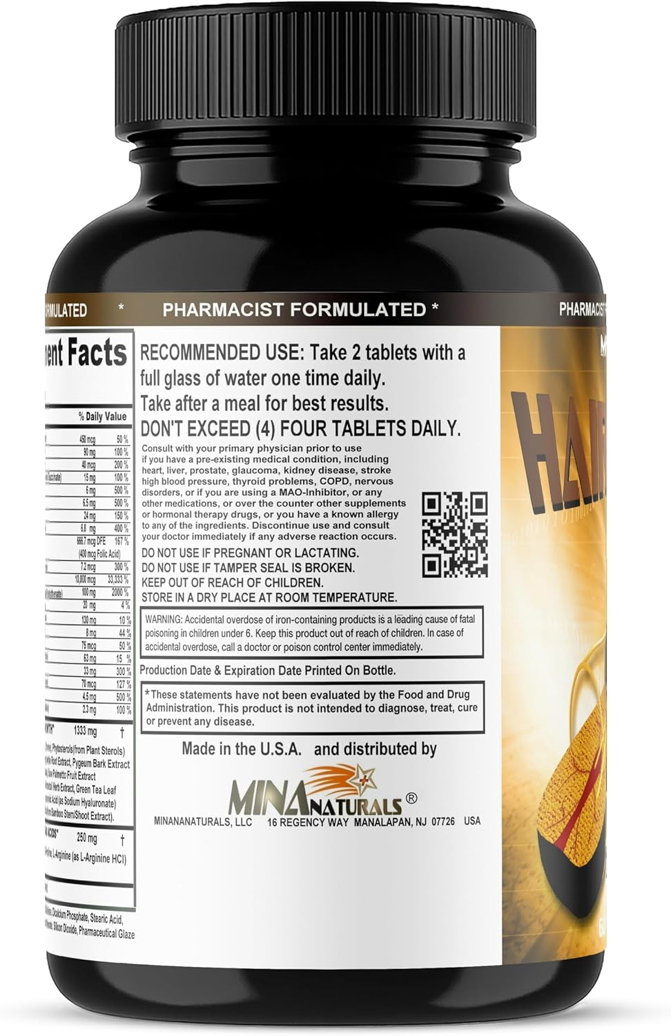 MINANATURALS HAIROGAIN DHT Blocker - Support Hair Growth with 10000 mcg Biotin, Collagen & Hair Vitamins - 60 Tablets - görsel 6
