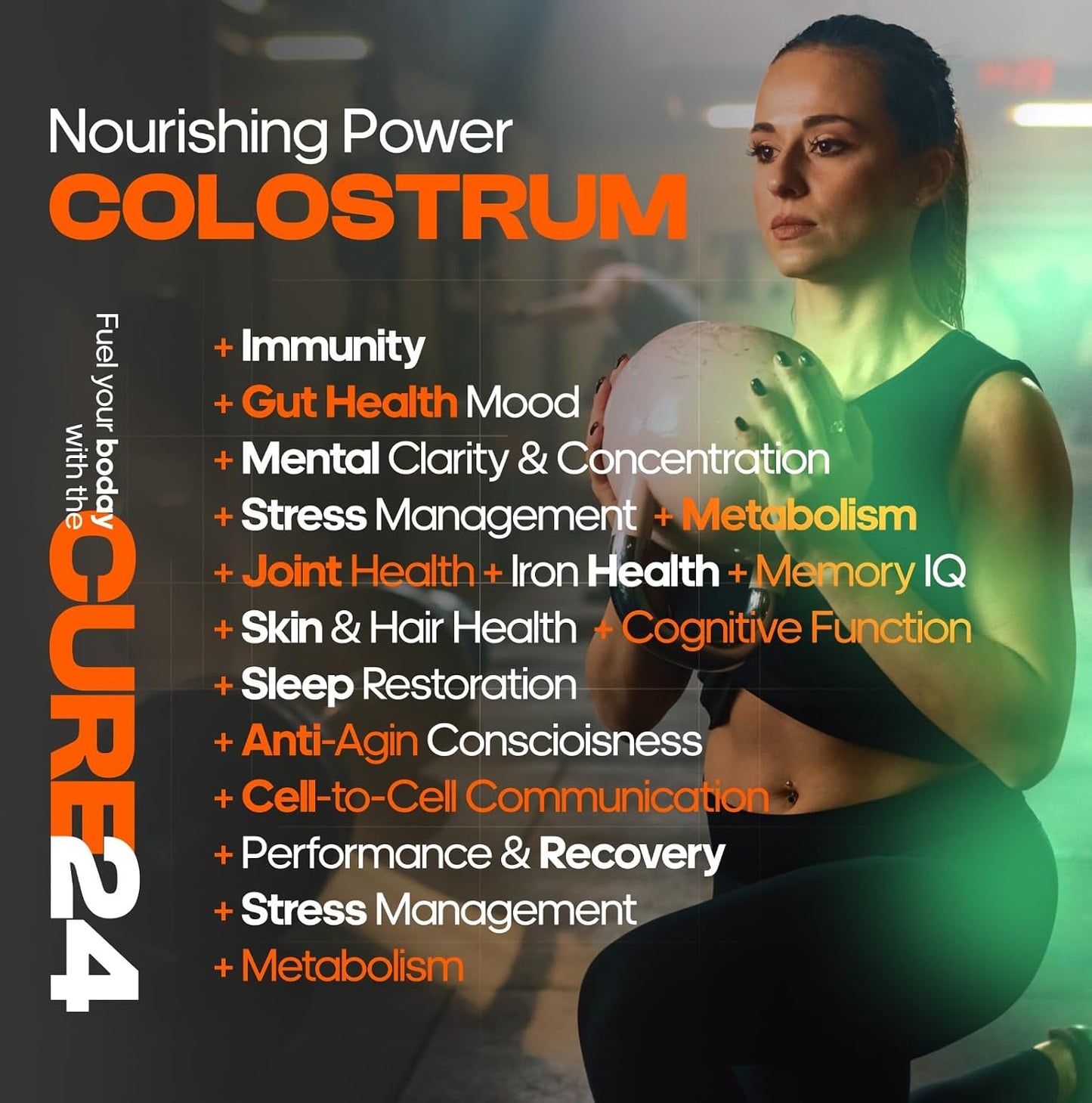 Cure24 Bovine Colostrum X3 Powder – 100% Pure Whole Natural Grass-Fed Superfood with High IgG, Probiotics and Prebiotics, Unflavoured - görsel 6