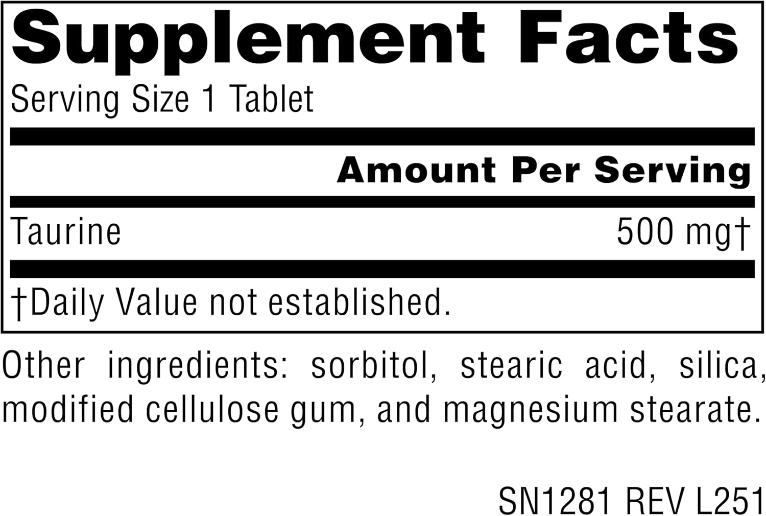 Source Naturals Taurine 500 mg Tablets - görsel 2