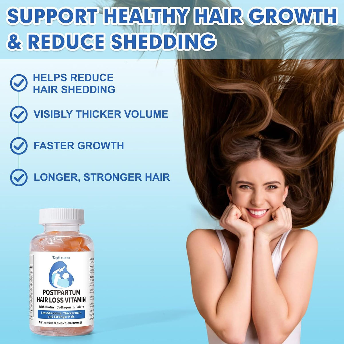Postnatal Hair Loss Vitamin Gummies with Biotin, Collagen & Folate - 60 Gummies - görsel 2