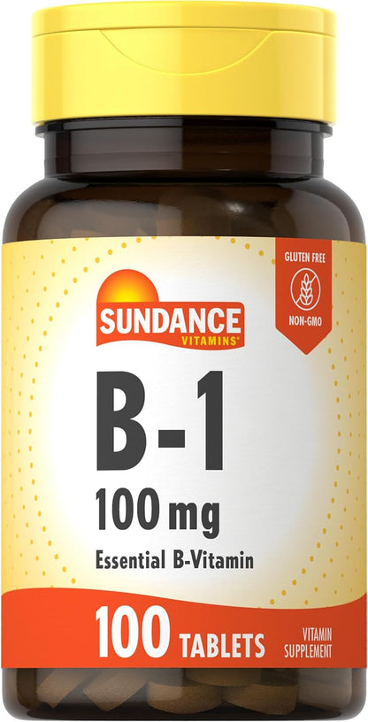 Sundance Vitamin B-1 | 100mg | 100 Tablets | Essential Vitamin Supplement | Vegetarian, Non-GM, and Gluten-free Formula