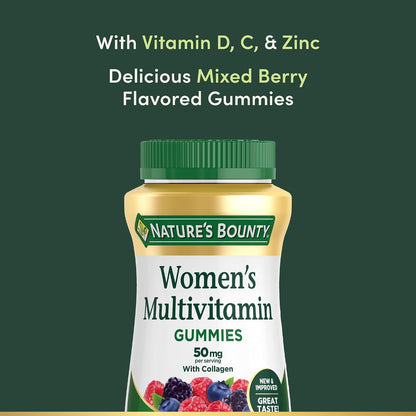 Nature's Bounty Women Multivitamin Gummies, Mixed Berry and Raspberry, 90 Count