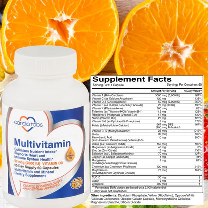 Cardiotabs Multivitamin for Men and Women | Heart & Immune Support | 120 Capsules