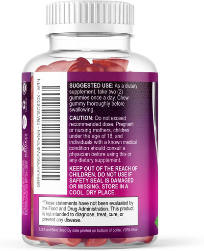 Multivitamin Gummies for Adults – Daily Nutritional Support with Vitamins A, C, D, B12 & Zinc – 60 Gummies
