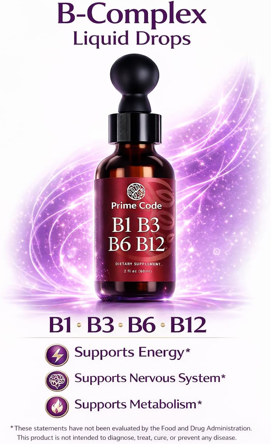Prime Code Liquid B-Complex Drops with Vitamins B1, B3, B6, B12 - görsel 3
