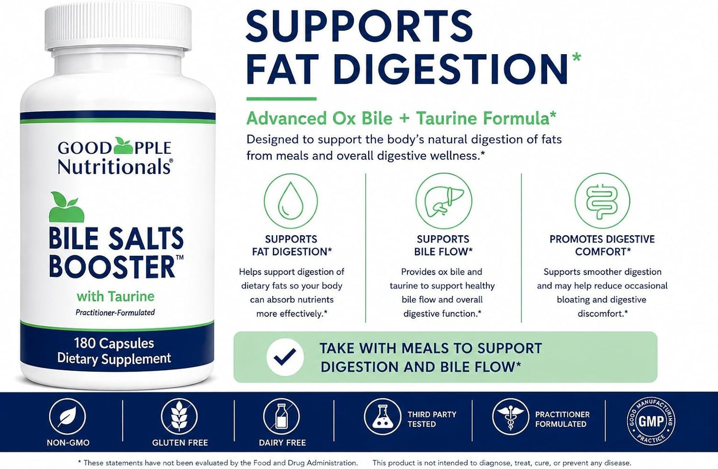 GoodApple Bile Salts Booster - Ox Bile & Taurine, 180 Capsules - görsel 5