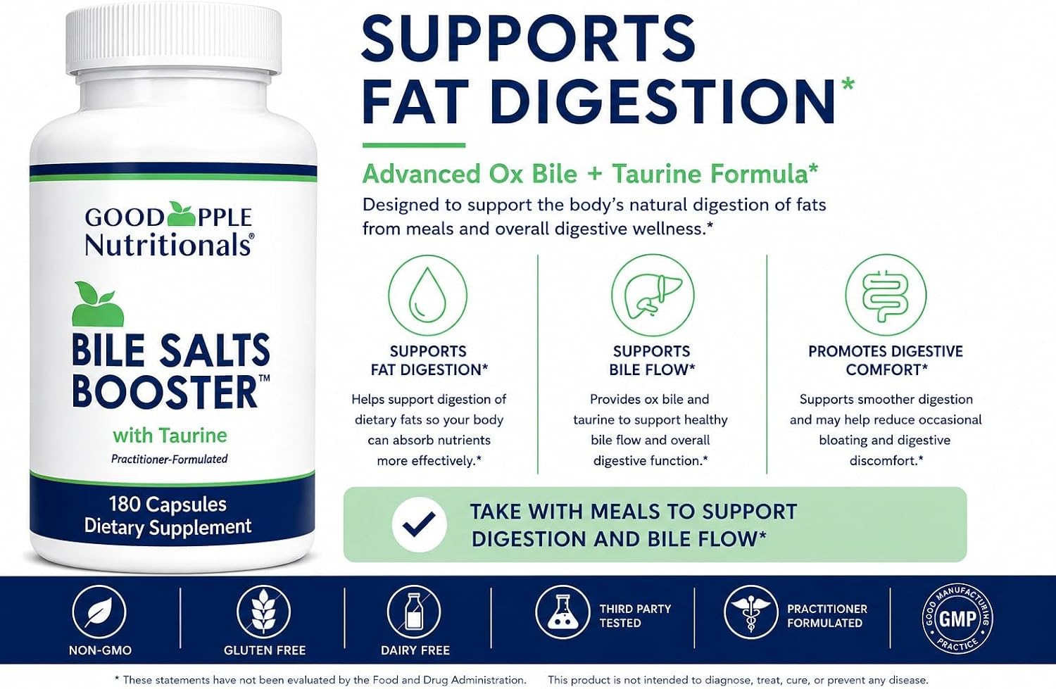 GoodApple Bile Salts Booster - Ox Bile & Taurine, 180 Capsules - görsel 5