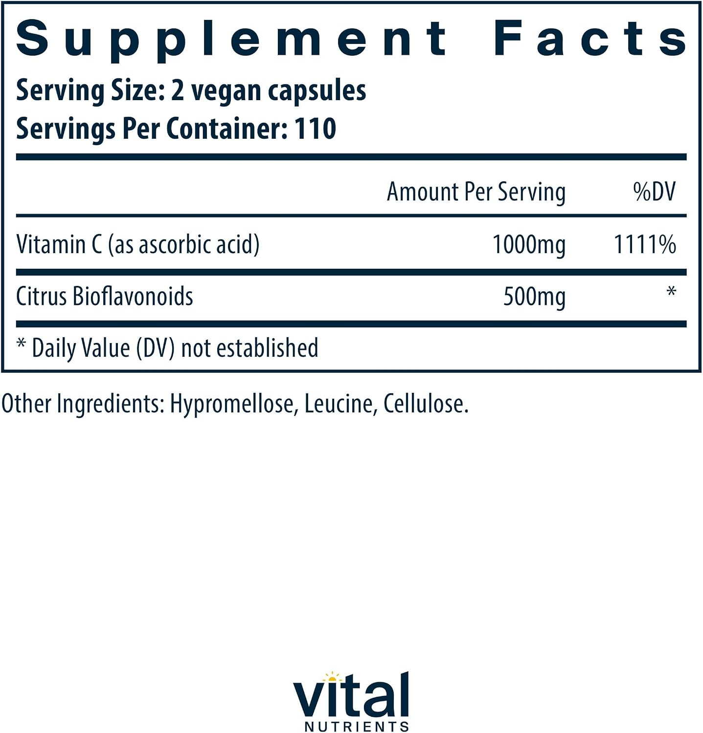 Vital Nutrients Vitamin C with Bioflavonoids - 1000 mg Vitamin C and 500 mg Citrus Bioflavonoids - Vegan, Non-GMO - 220 Capsules - görsel 2