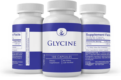 Pure Original Ingredients Glycine (100 Capsules) – Pure, No Additives or Fillers, Lab Tested