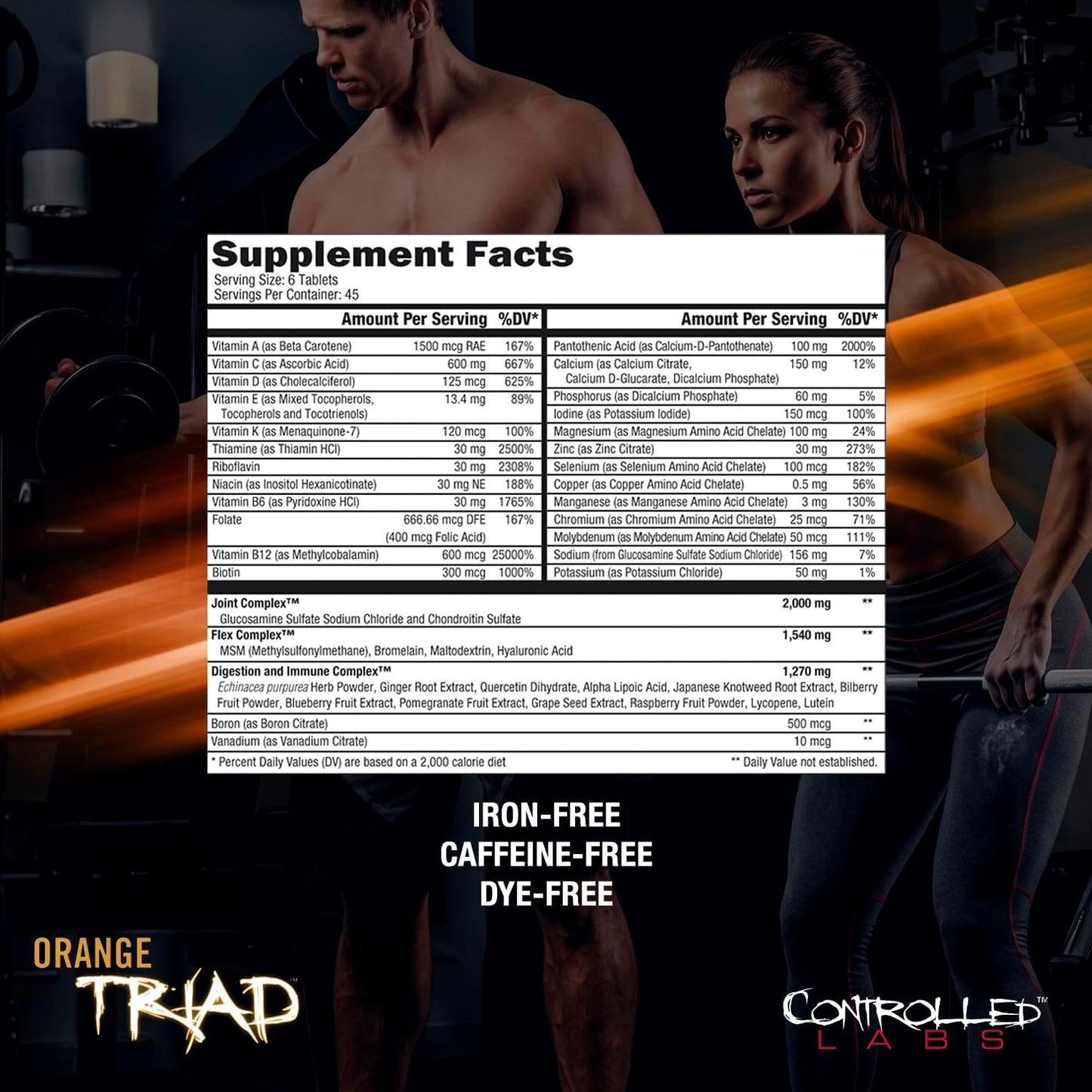 CONTROLLED LABS Orange Triad Multivitamin - Joint Support, Digestive Health, Immune Function, Iron-Free, 180 Tablets - görsel 2